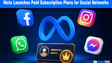 Meta paid subscription plans banner for NogenTech showing social media logos and premium crown badge.
