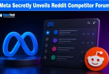 Meta Reddit competitor Forum featured banner with NogenTech logo, blue Meta logo, and orange Reddit mascot icon.