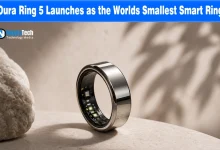 Oura Ring 5 world's smallest smart ring announcement banner with NogenTech logo.