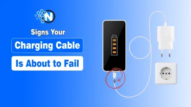 Illustration of a faulty charger with heading "Signs Your Charging Cable Is About to Fail"