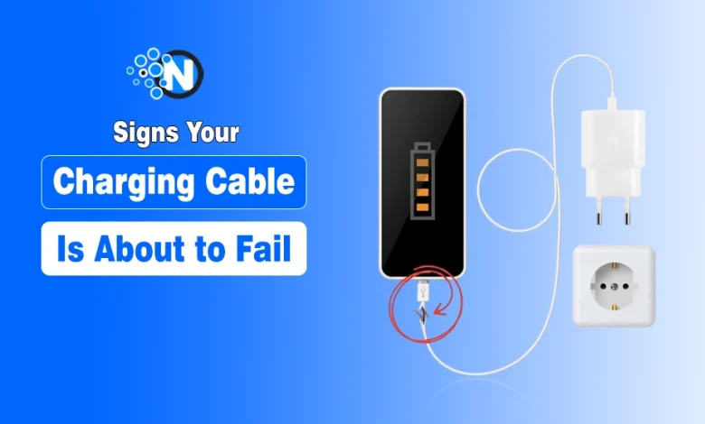 Illustration of a faulty charger with heading "Signs Your Charging Cable Is About to Fail"