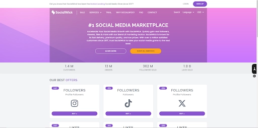 Screenshot of SocialWick homepage by NogenTech