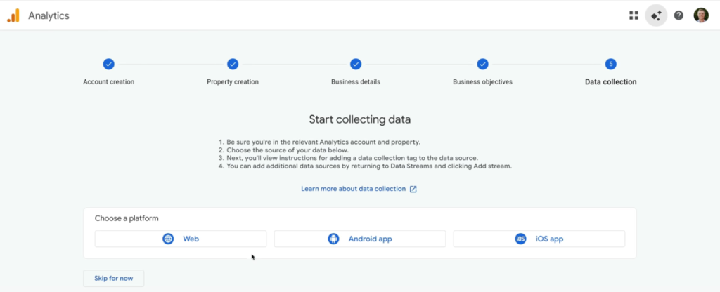 Now select the web andoid app or ios app option to countinue