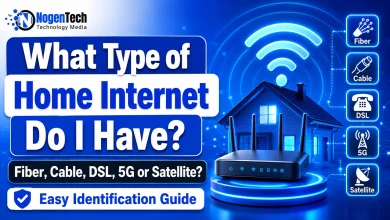 What type of home internet do I have guide showing fiber, cable, DSL, 5G, and satellite options