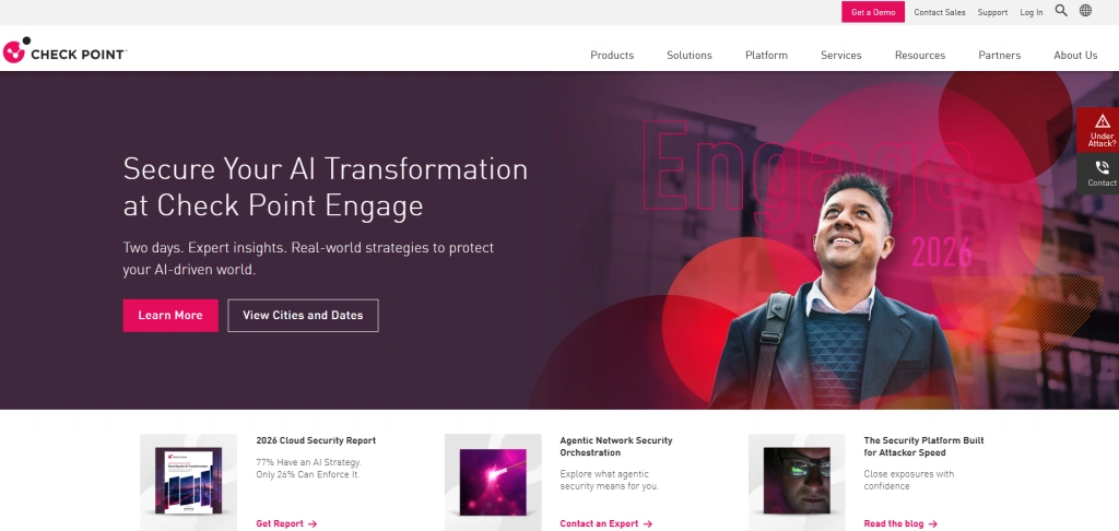 Screenshot of homepage of Check Point by NogenTech