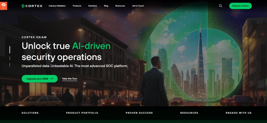 Screenshot of homepage of Palo Alto Networks Cortex XSIAM (and Cortex XDR) by NogenTech