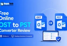 Free Online OST to PST Converter Review software guide banner for NogenTech.