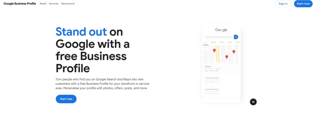 Screenshot of Google Business Profile platform