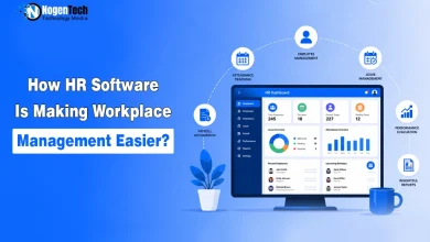 How HR Software Makes Workplace Management Easier guide banner for NogenTech.