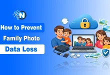 Illustration showing Family photo backup options