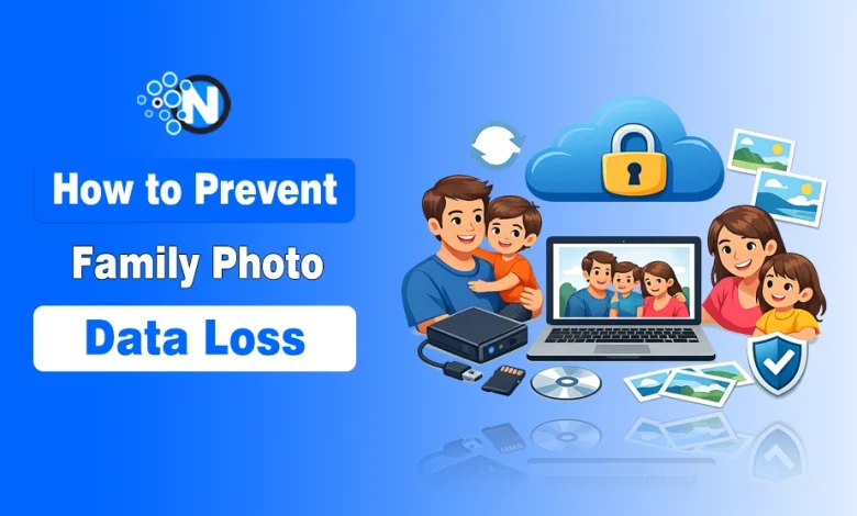 Illustration showing Family photo backup options