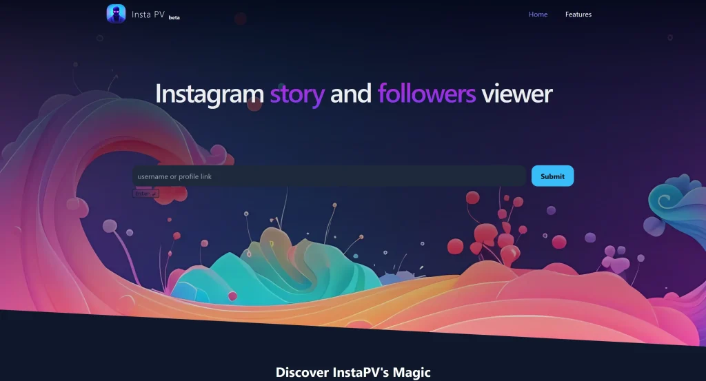 Screenshot of InstaPV homepage before getting rebranded to PVStory