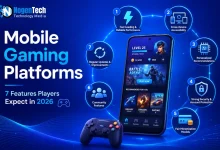 Mobile Gaming Platforms 7 features players expect in 2026 infographic for NogenTech.