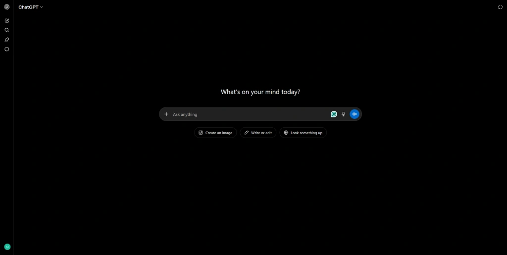 Screenshot of signed in ChatGPT homepage by NogenTech