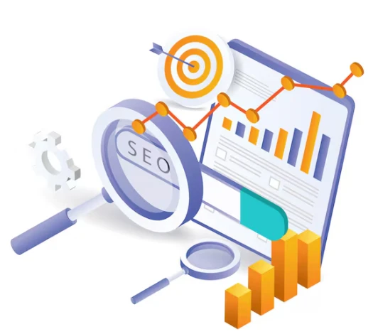 SEO vector with traffic graph