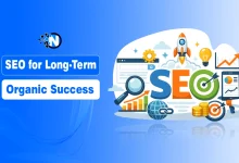 SEO vector with growth icons