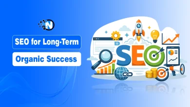 SEO vector with growth icons