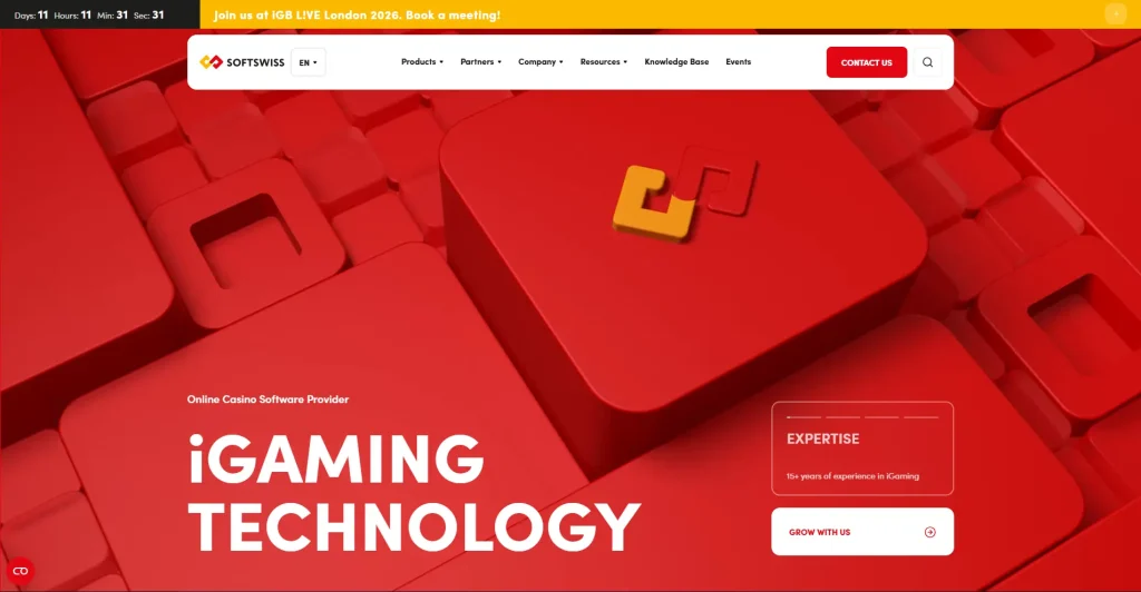 Screenshot of Softswiss homepage by NogenTech
