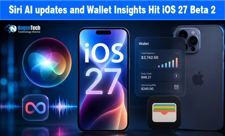 Siri AI updates and Wallet Insights Hit iOS 27 Beta 2 news banner for NogenTech.