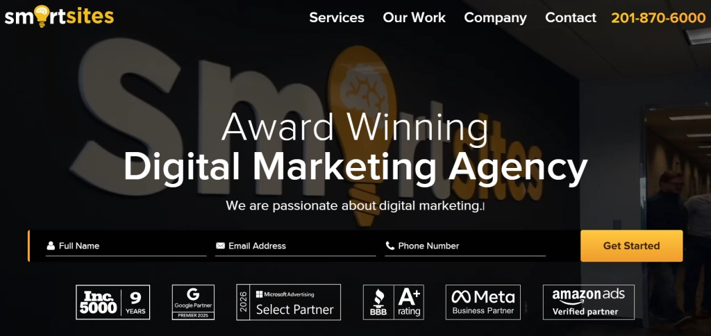 Screenshot of SmartSites homepage by NogenTech