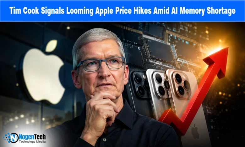 Tim Cook Signals Looming Apple Price Hikes Amid AI Memory Shortage news banner for NogenTech.