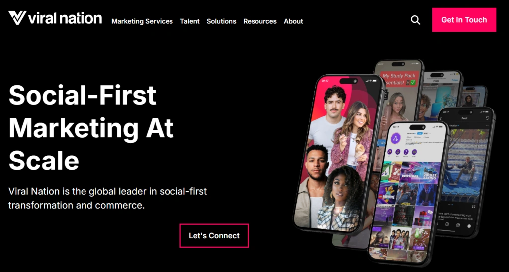 Screenshot of Viral Nation homepage by NogenTech