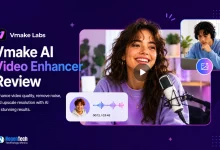 Vmake AI Video Enhancer Review feature banner for NogenTech.