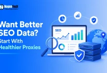 Proxy health checks for SEO scraping with analytics dashboard, proxy servers, SERP tracking metrics, and website data monitoring.