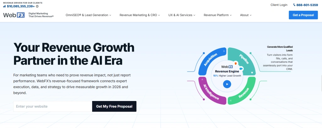 Screenshot of WebFX homepage by NogenTech