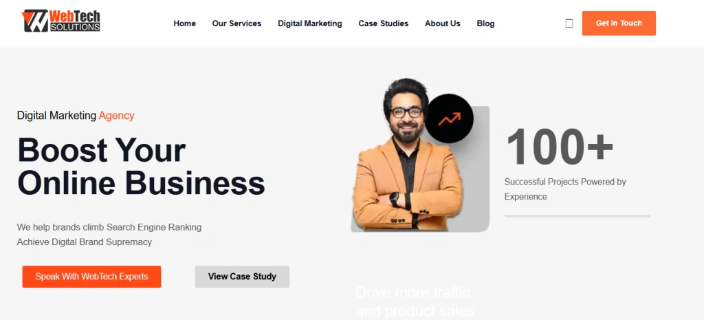 Screenshot of WebTech Solutions homepage by NogenTech