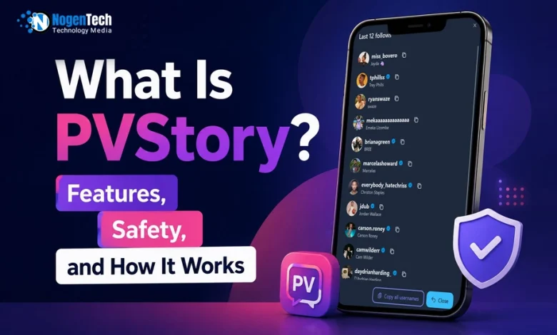 A smartphone showing public Instagram profile data next to private browsing icons on a social media guide banner for nogentech.org.
