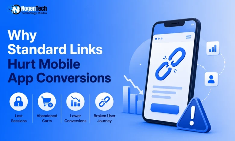 Why Standard Links Hurt Mobile App Conversions article banner for NogenTech.