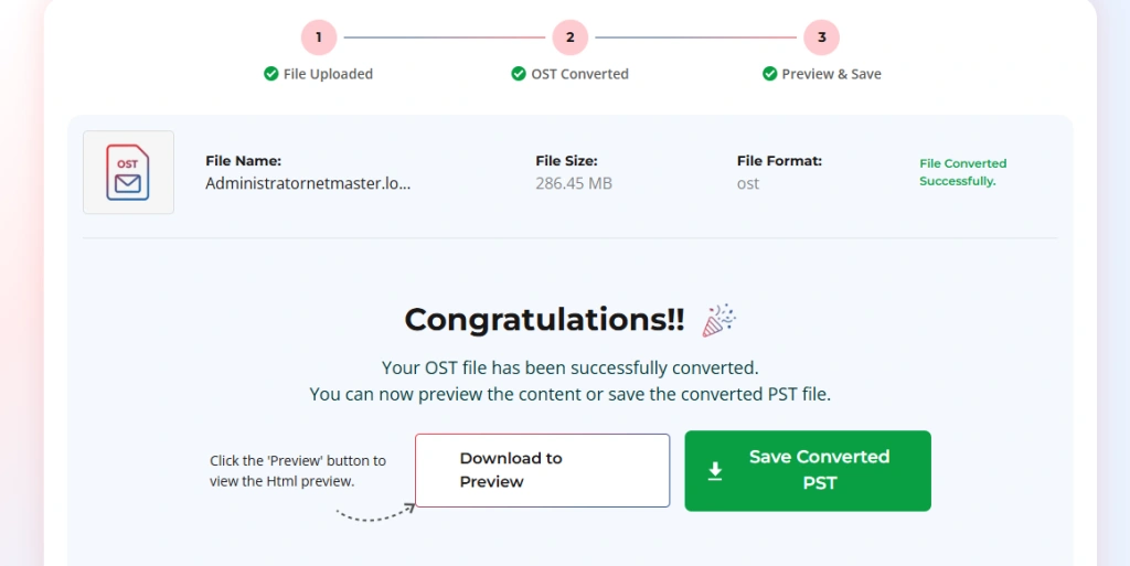 file converted successfully