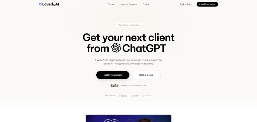 Screenshot of LovedByAI