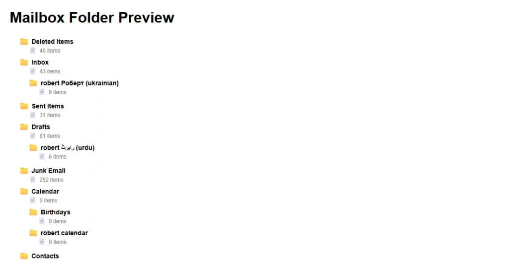 mailbox folder preview