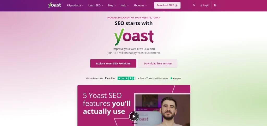 Screenshot of Yoast SEO platform
