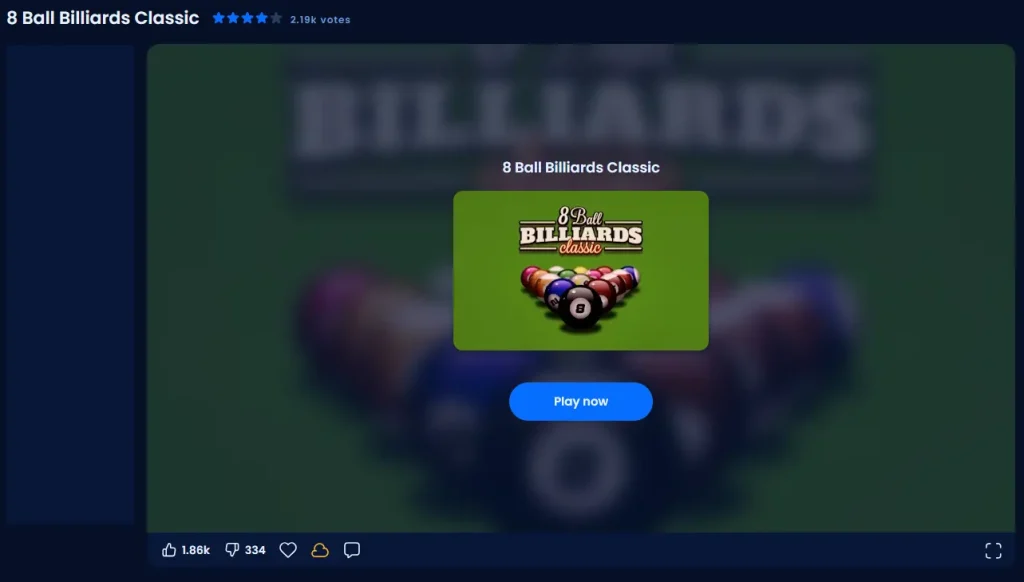 Screenshot of 8 Ball Billiards Classic on Gamepix