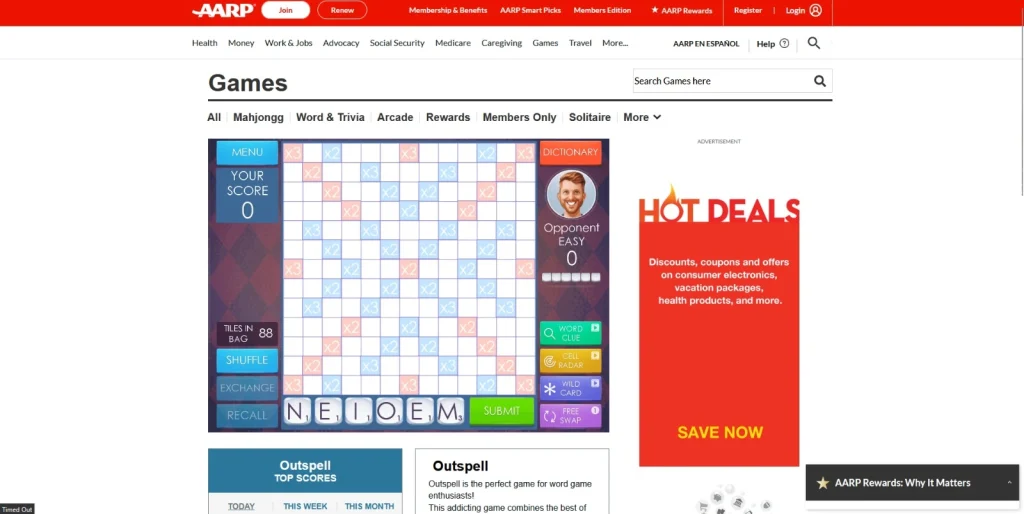 AARP Outspell Game