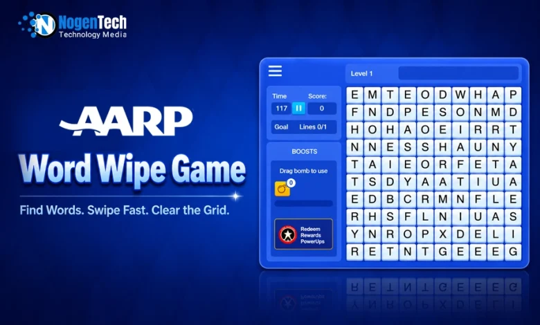 AARP Word Wipe Game banner for NogenTech.