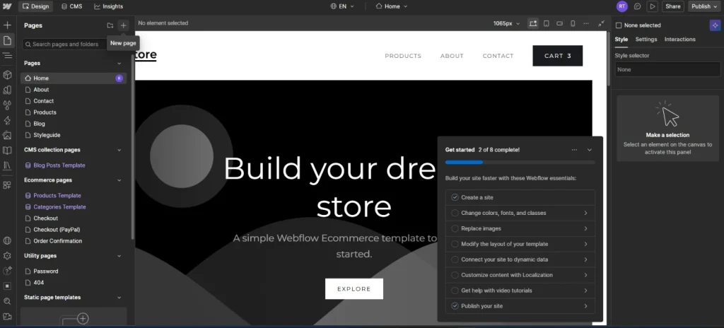 Click Create New Page.