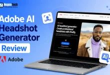 Adobe AI headshot generator interface review banner for NogenTech.