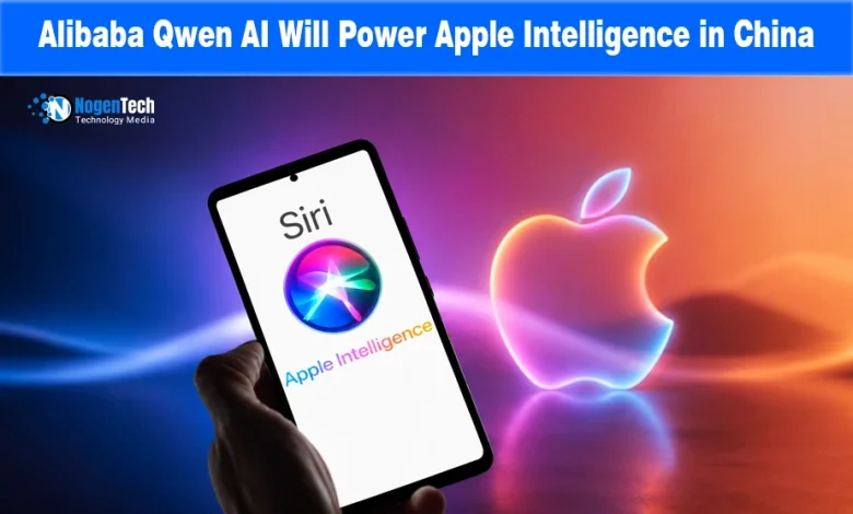 Apple Intelligence and Alibaba Qwen AI partnership banner for NogenTech.