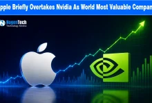 Financial graphic showing Apple overtaking Nvidia as the world's most valuable company.