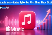 Infographic showing the Apple Music price hike with a rising growth chart.