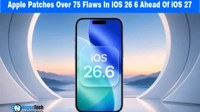 iPhone displaying iOS 26.6 on screen inside a circular frame.