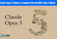 Text reading Claude Opus 5 next to a stylized letter S formed by speckled bird eggs.