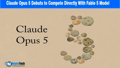Text reading Claude Opus 5 next to a stylized letter S formed by speckled bird eggs.