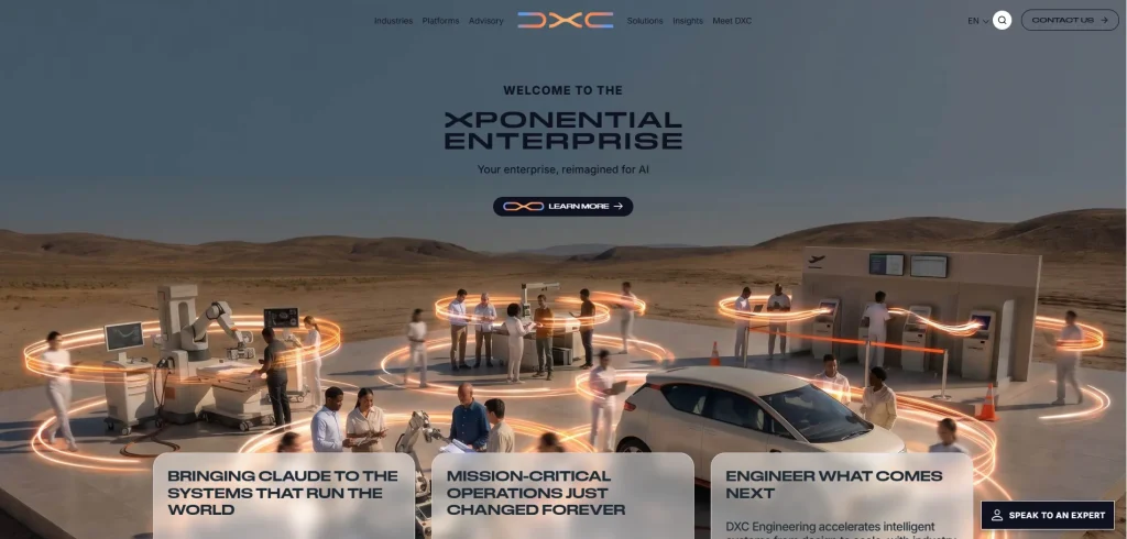 Screenshot of DXC Technology homepage