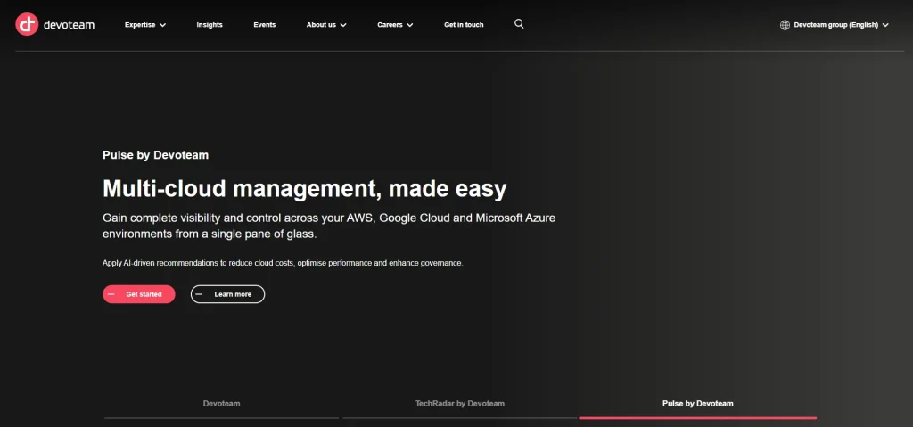 Screenshot of Devoteam homepage