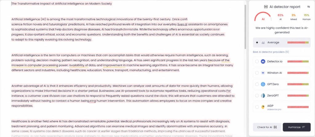 Different AI detectors use